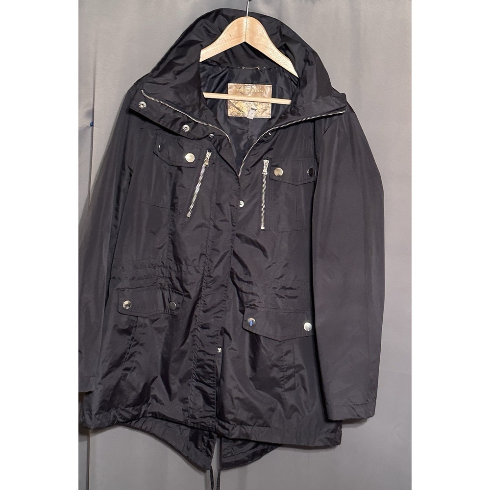 Celsius Premium Black Utility Parka Jacket Hooded Full Zip Pockets Womens 1XL